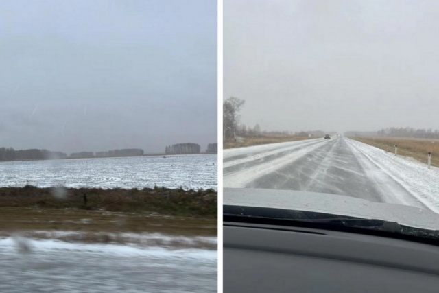 Трассу Новосибирск — Омск замело снегом