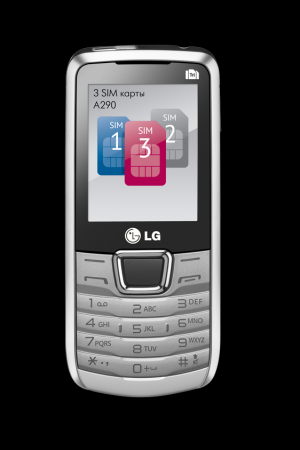 LG A290: телефон с 3 SIM-картами Компания LG Electronics представляет на российском рынке телефон с 3 SIM-картами, который позволяет эффективно использовать различные тарифные планы, а также обеспечивает долгое время работы без подзарядки.
