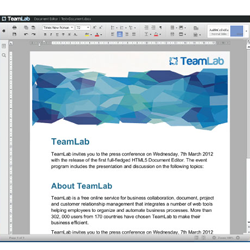 TeamLab анонсирует первый онлайн-редактор документов на основе HTML5