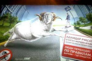 Создатели билбордов "пешеходы-бараны" не хотели обидеть алматинцев