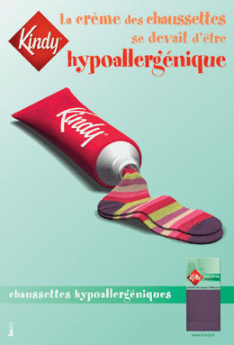 Наружная реклама антиаллергенной носков французской фирмы Kindy