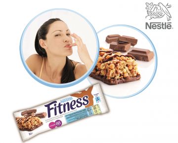 Новый злаковый батончик Nestlé Fitness с французским молочным шоколадом и карамелью