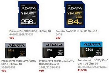 Карты памяти SD ADATA Premier и Premier Pro поддерживают стандарты A1 и V10/V30