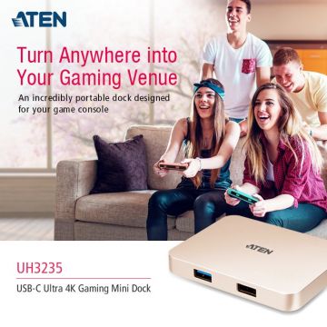 Официальный магазин ATEN: USB-C 4K Ultra Mini Dock UH3235 для ноутбука, смартфона и игровой приставки