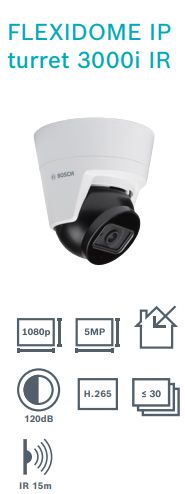 Bosch выпустила серию камер Flexidome IP turret 3000i IR для помещений со сложными световыми условиями