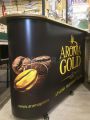 Разборная промо-стойка на колесиках для бренда Aroma Gold